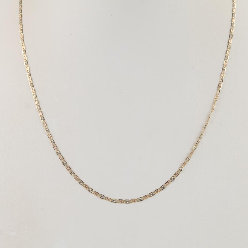 14kt Gold Tri-color Mariner Chain Necklace