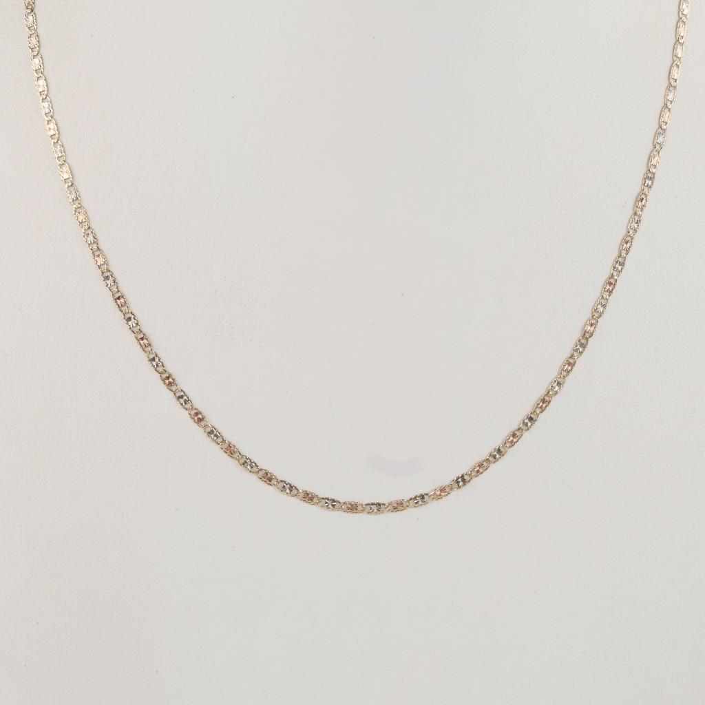 14kt Gold Tri-color Mariner Chain Necklace