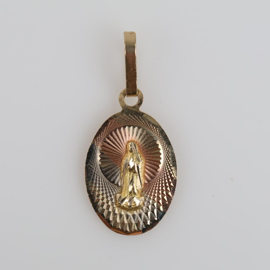 14kt Gold Tri-color Religious Pendant