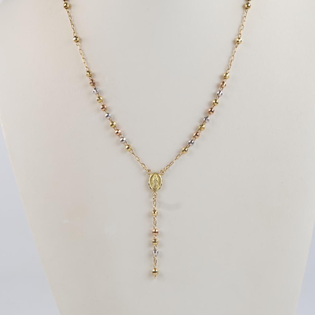 14kt Gold Tri-color Rosary Necklace