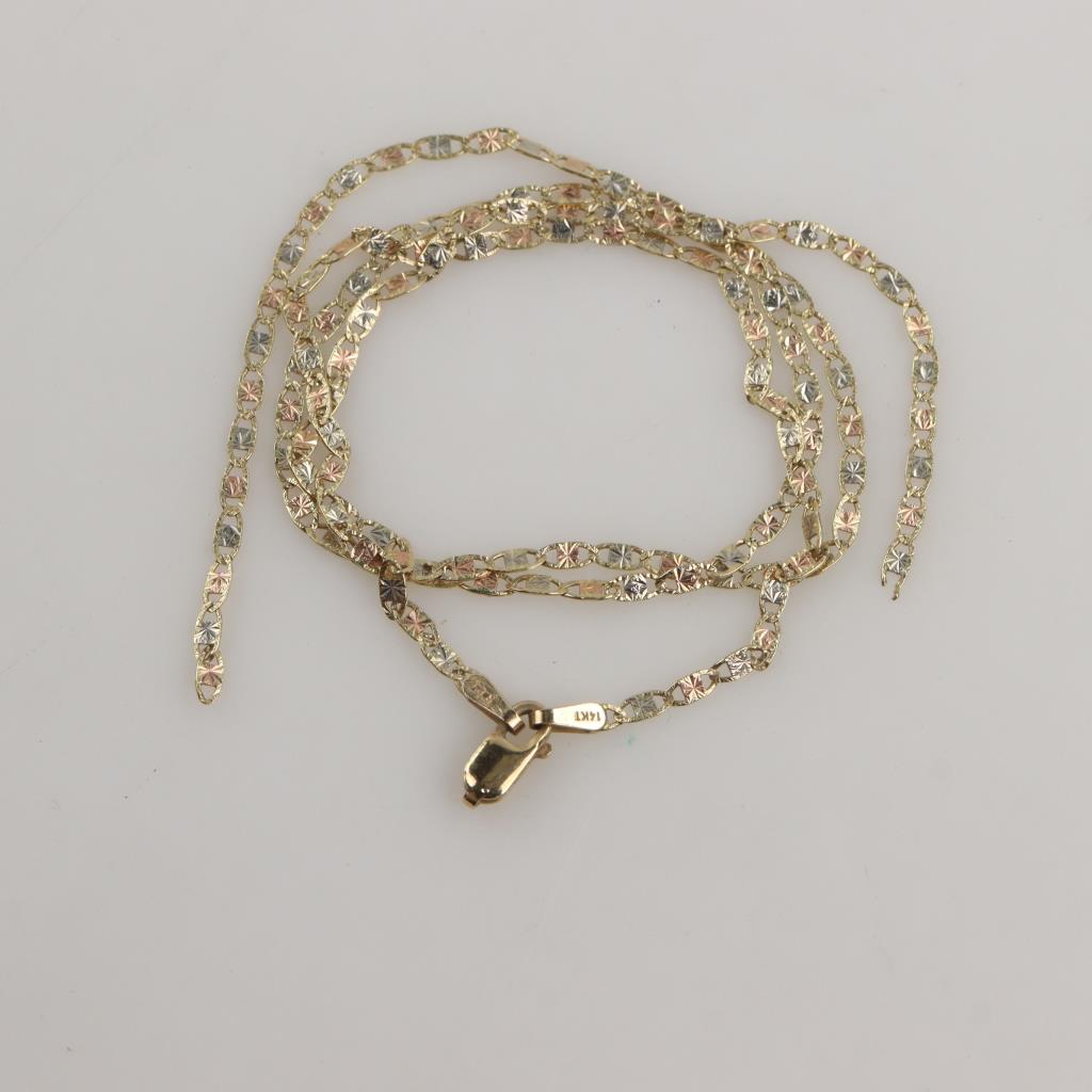 14kt Gold Tri-Color Valentino Chain Necklace | Property Room