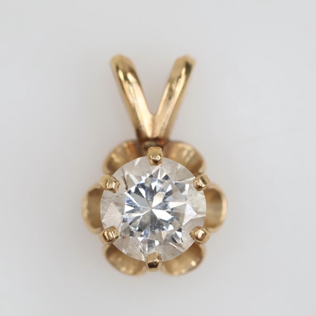 14kt Gold Tullip  Diamond Pendant