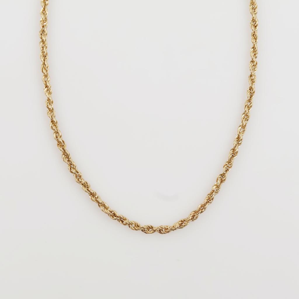 14kt Gold Twisted Rope Chain Hollow Necklace