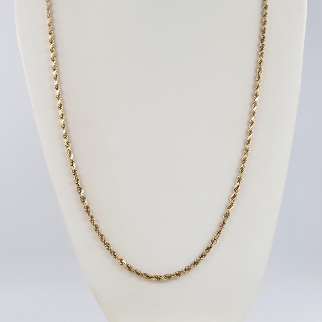 14kt Gold Twisted Rope Link Necklace - Evaluated By Our Certified Gemologist - AGS / GIA