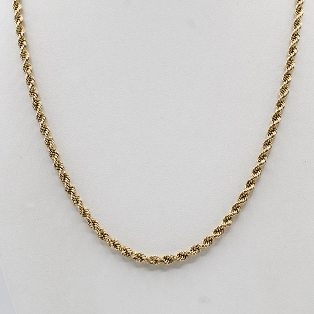 14kt Gold Twisted Rope Link Necklace- Evaluated By Our Certified Gemologist-AGS/GIA