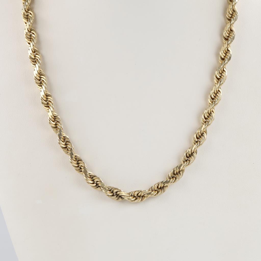 14kt Gold Twisted Rope Necklace - Evaluated By Our Certified Gemologist-AGS/GIA