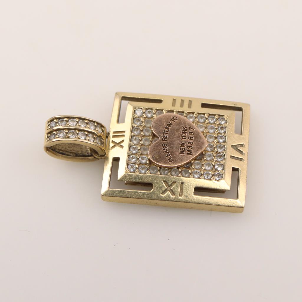 14kt Gold Twotone Clear Stone Return To New York Pendant Property Room