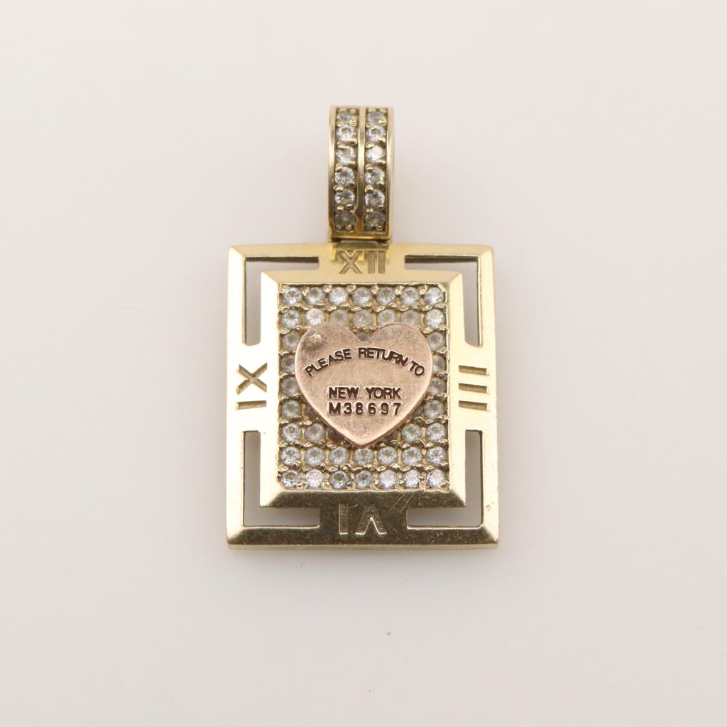 14kt Gold Twotone Clear Stone Return To New York Pendant Property Room