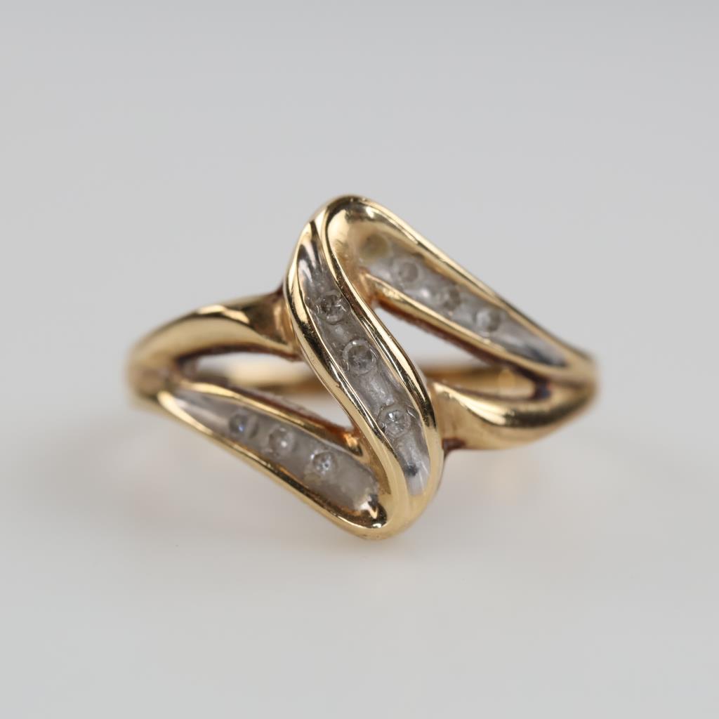 14kt Gold Two-tone Clear Stone Ring