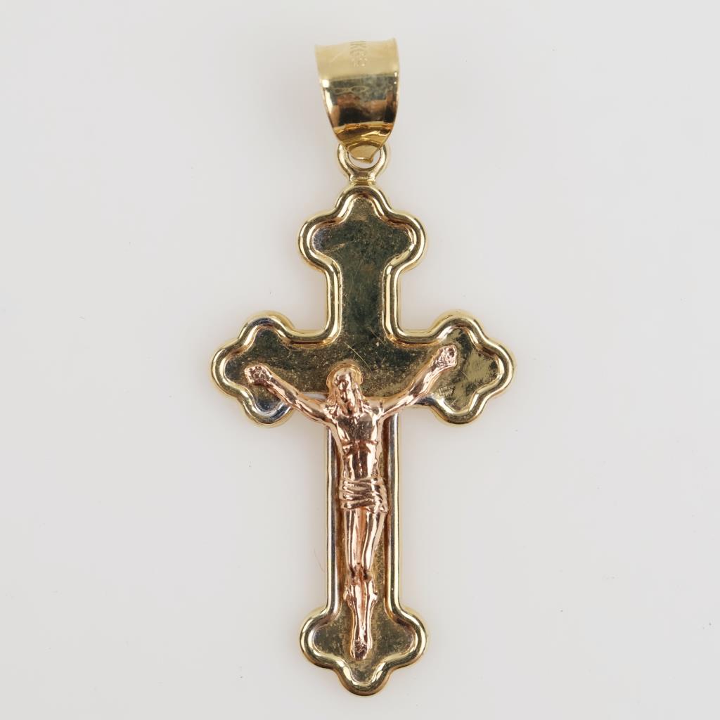 14kt Gold Two-tone Cross Pendant