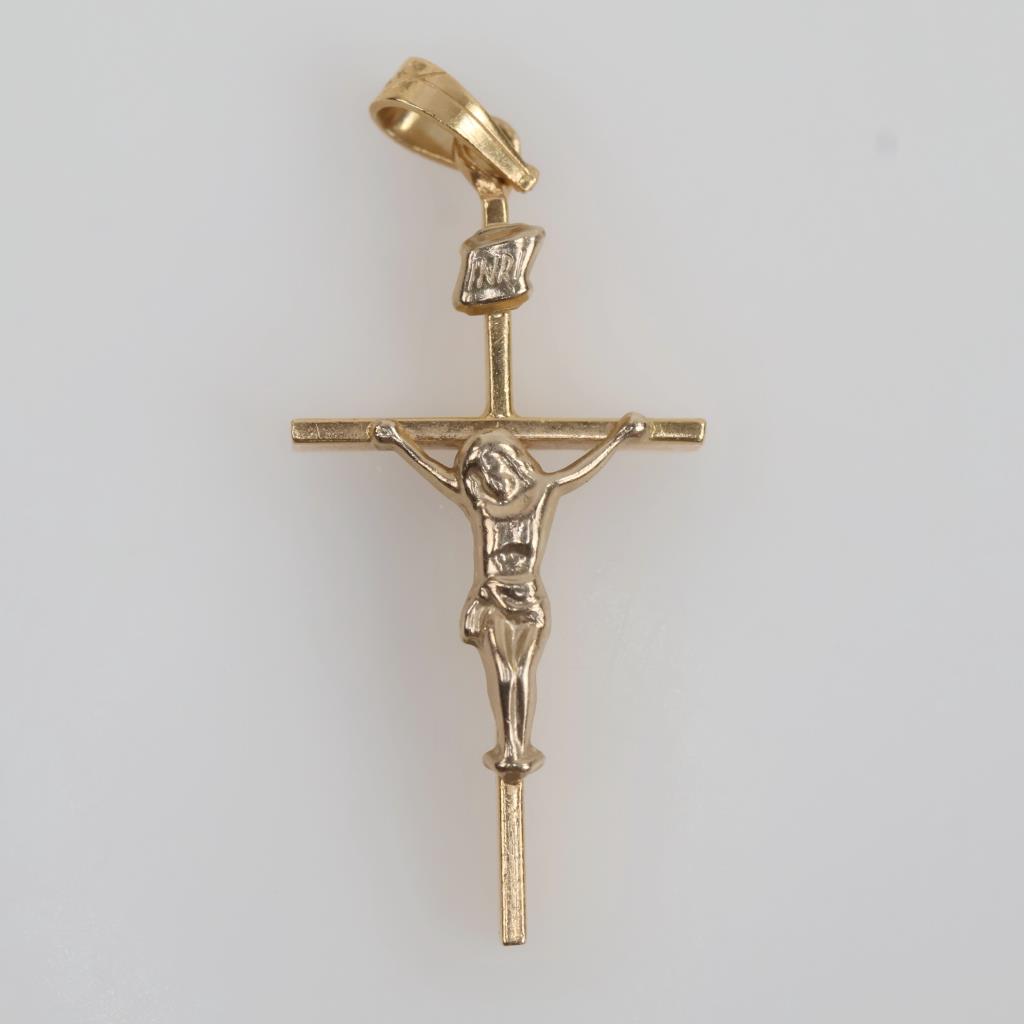 14kt Gold Two-tone Cross Pendant