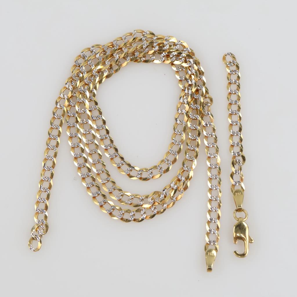14kt Gold Two-tone Curb Chain Necklace