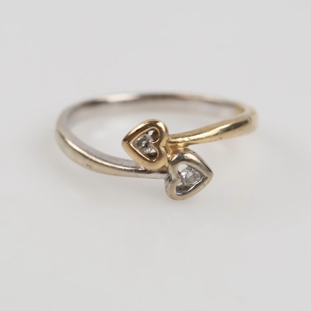 14kt Gold Two-tone Diamond Double Heart Ring