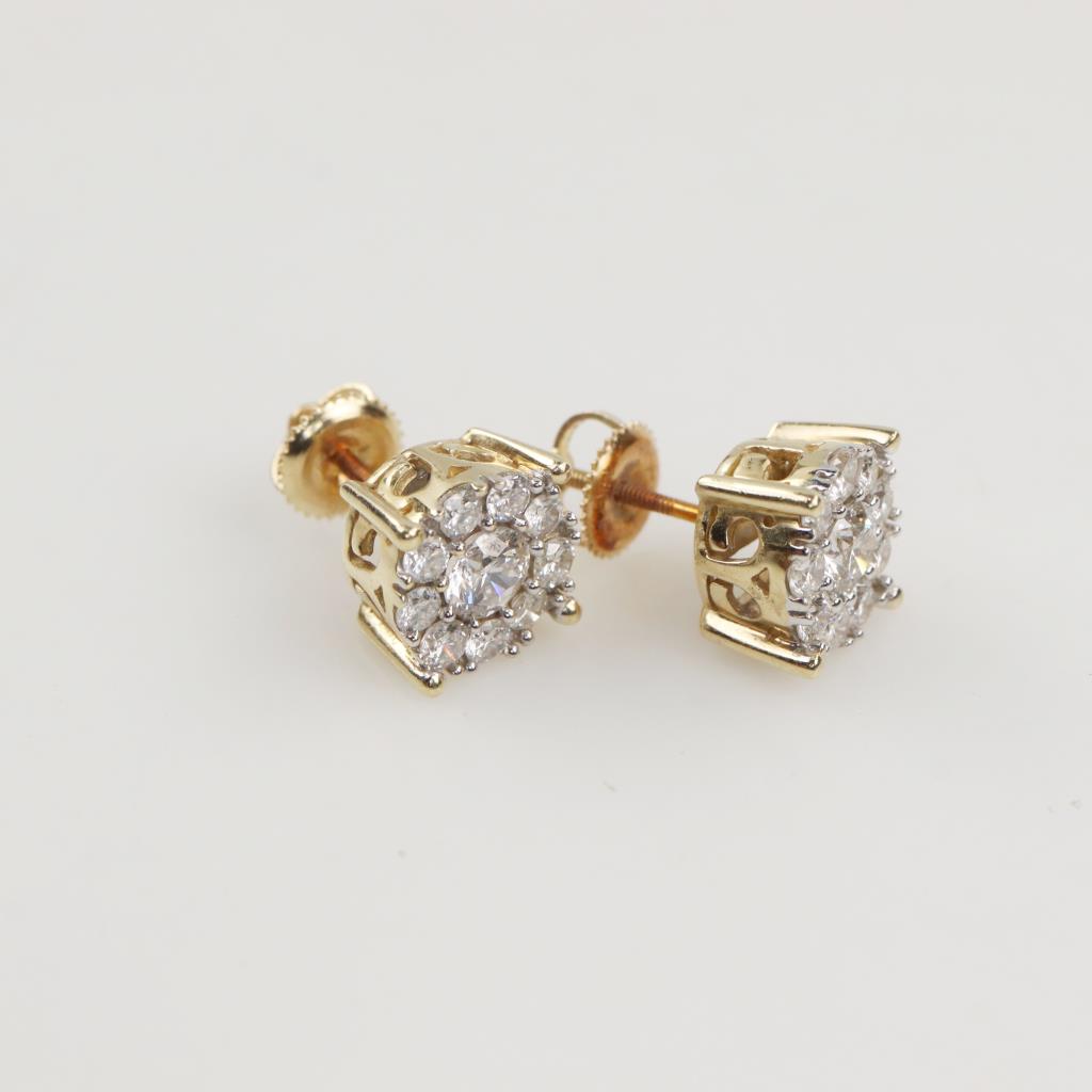 14kt Gold Two-tone Diamond Earrings | Property Room
