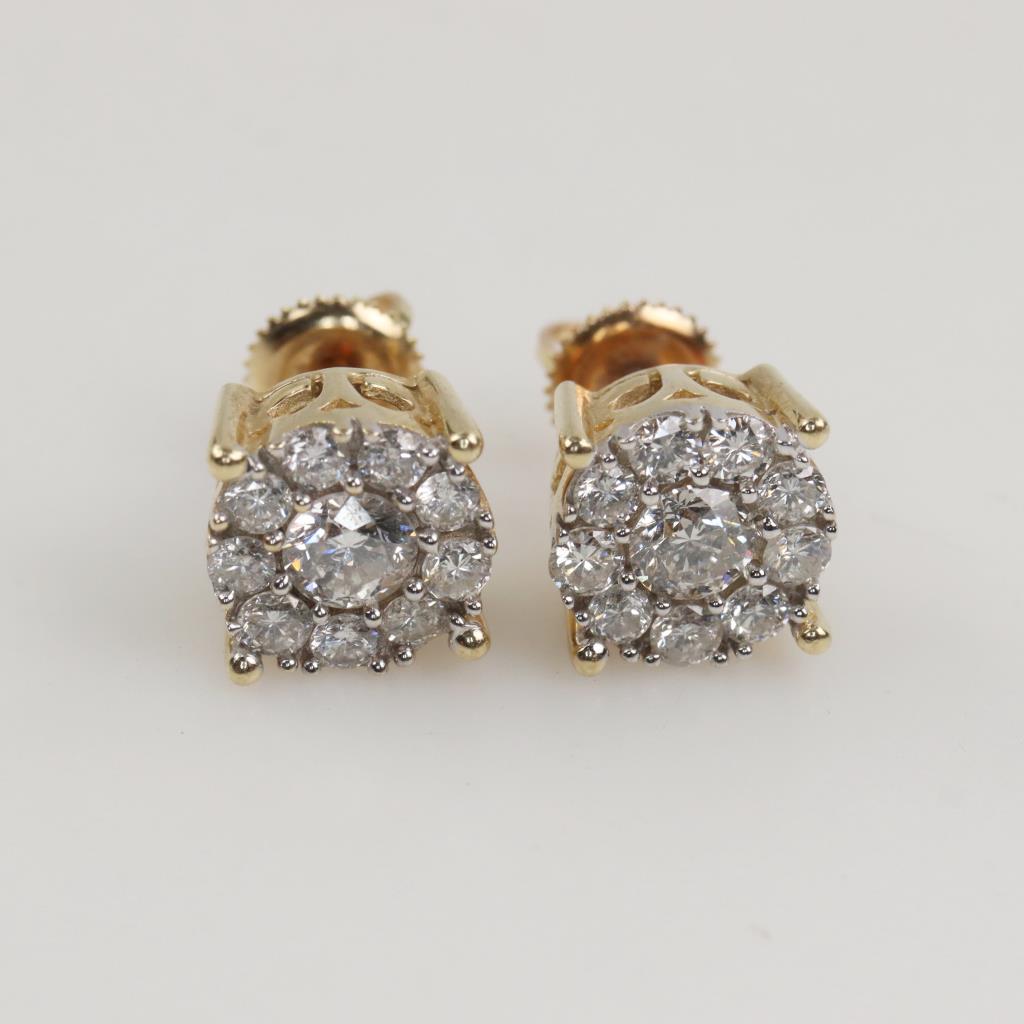 14kt Gold Two-tone Diamond Earrings | Property Room