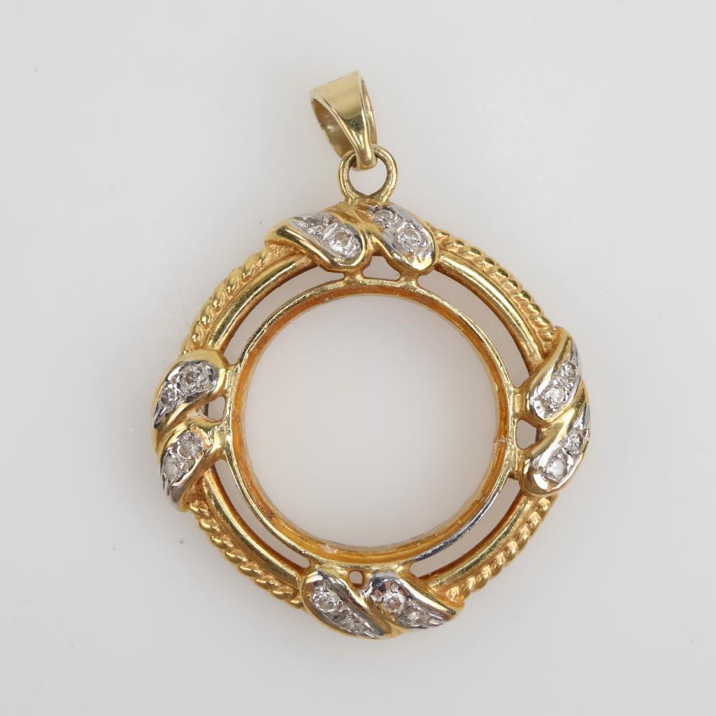 14kt Gold Two-tone Diamond Frame Pendant