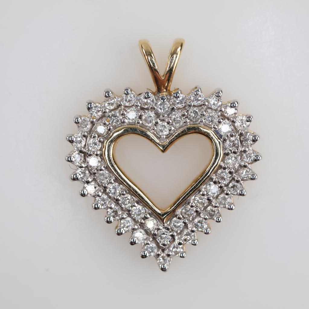 14kt Gold Two-tone Diamond Heart Pendant