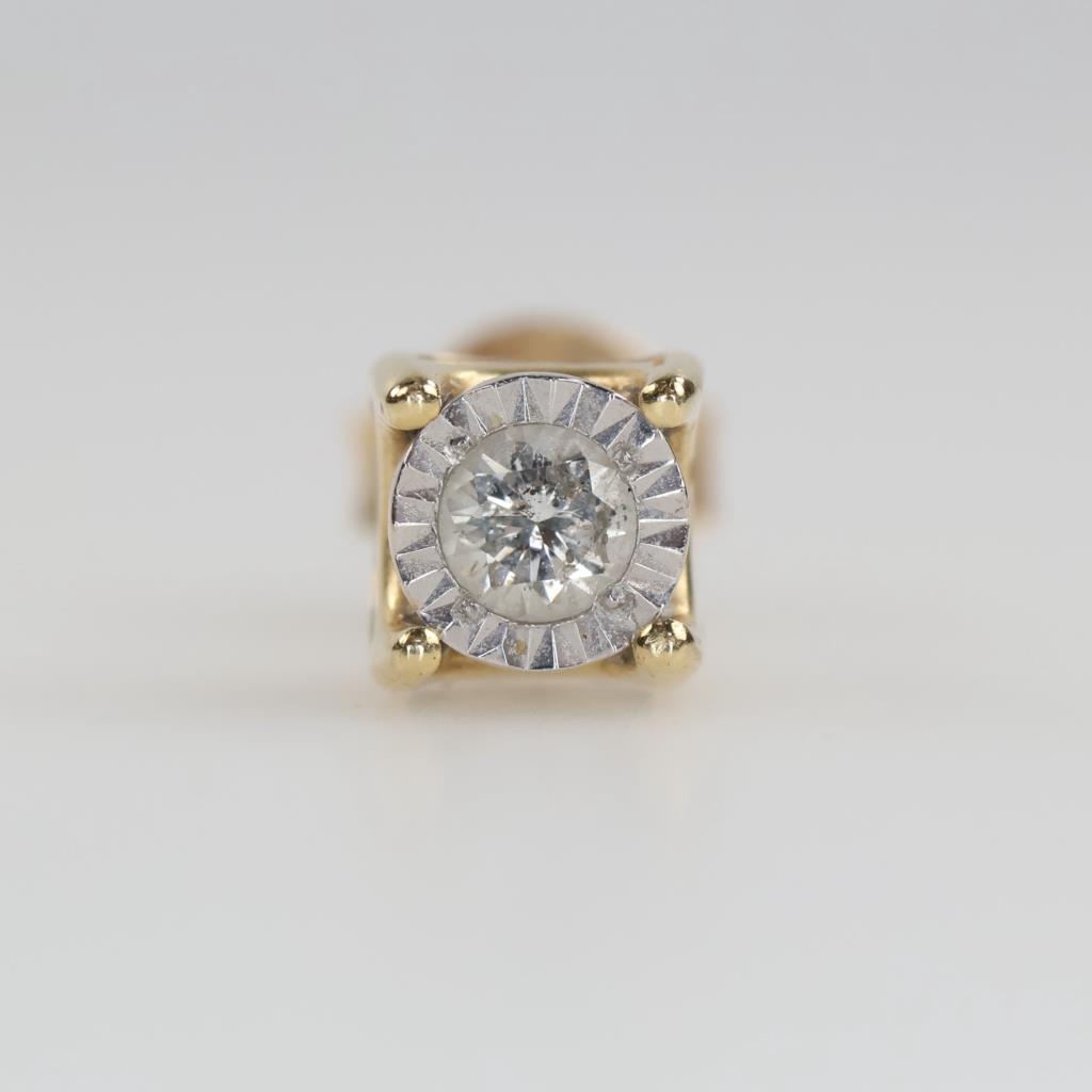 14kt Gold Two-tone Diamond Stud Earring