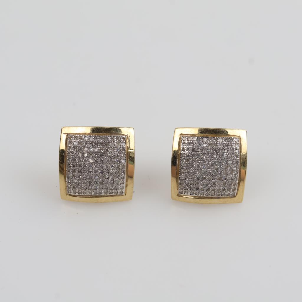 14kt Gold Two-tone Diamond Stud Earrings