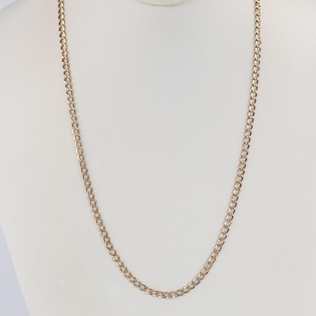 14kt Gold Two-tone Hollow Curb Chain Necklace
