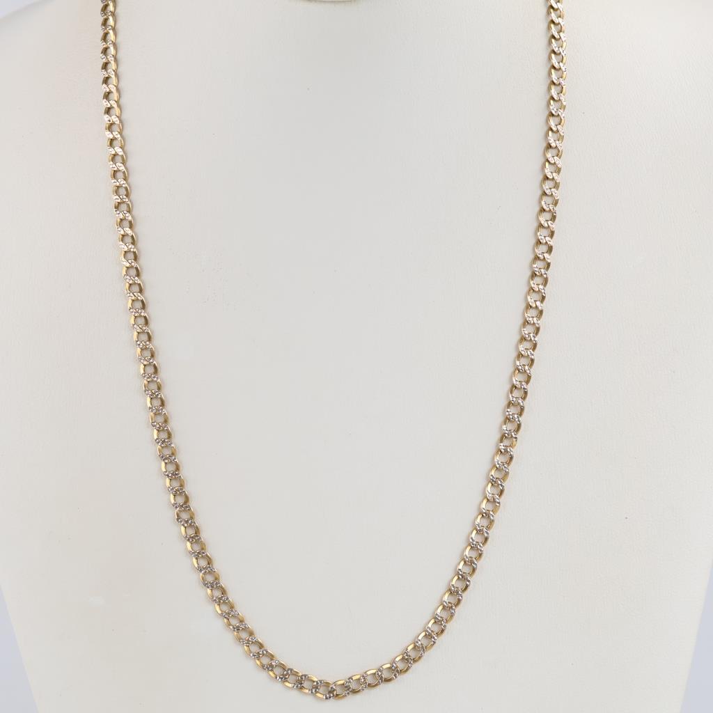 14kt Gold Two-tone Hollow Curb Chain Necklace