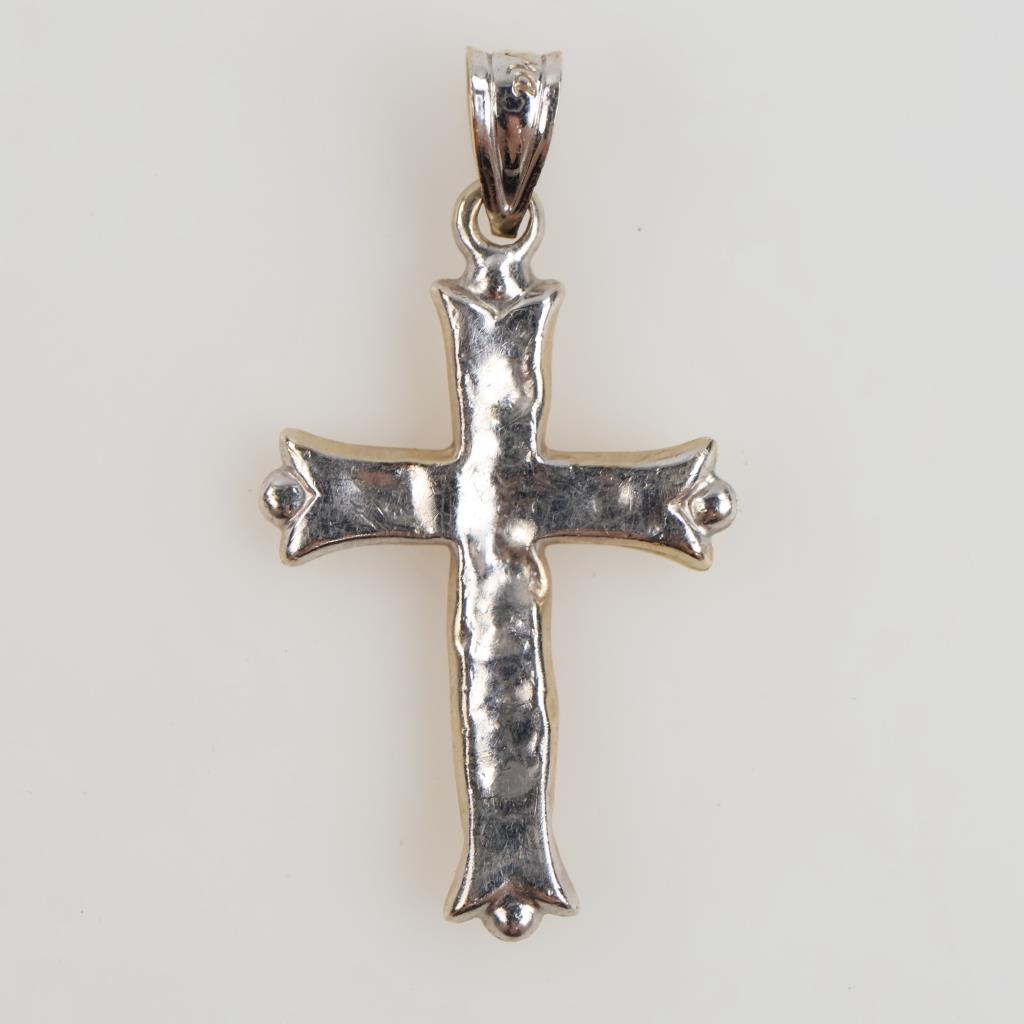 14kt Gold Two-tone Reversible Hollow Cross Pendant
