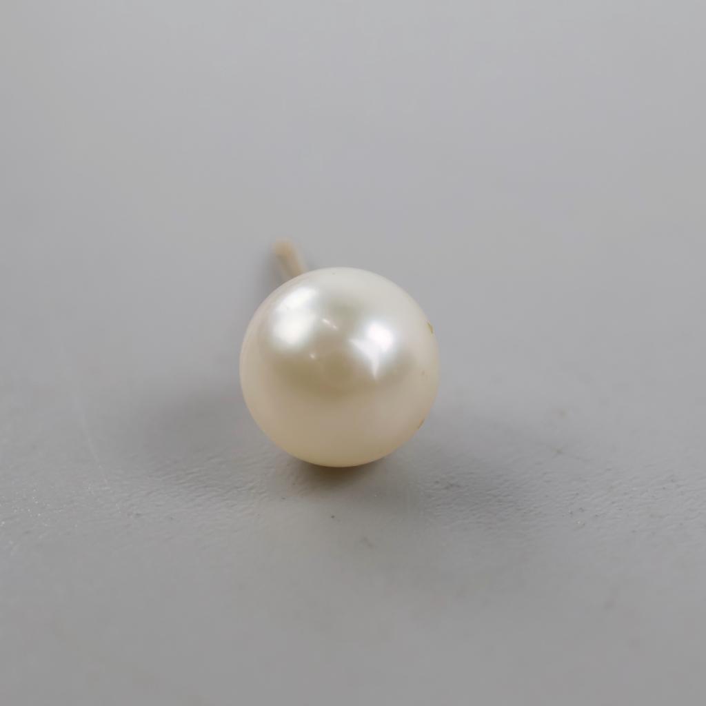 14kt Gold White Bead Single Earring