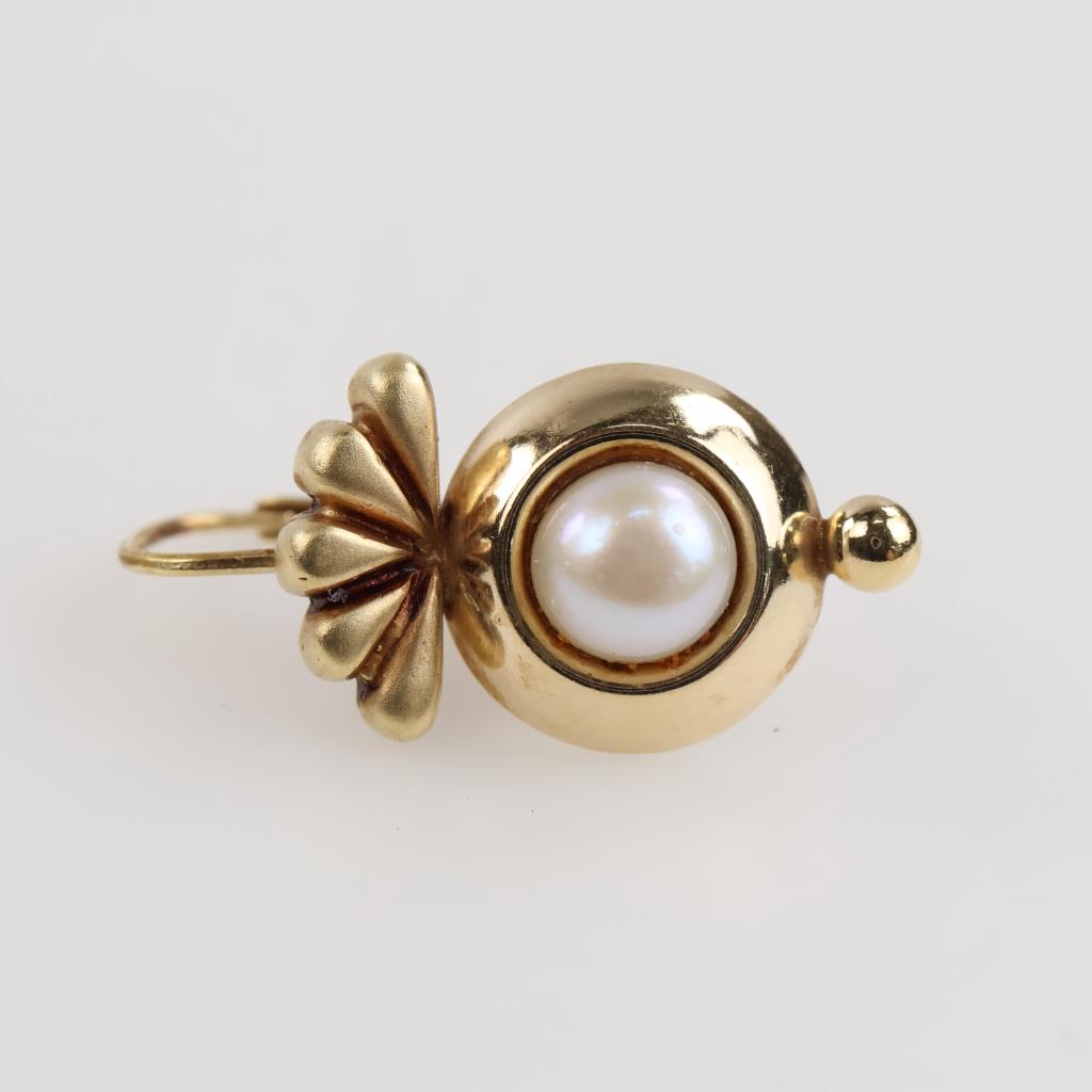 14kt Gold White Bead Single Earring
