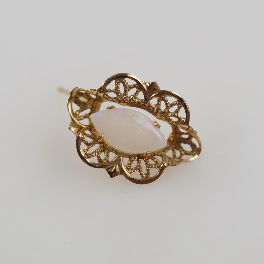14kt Gold White Stone Single Earring