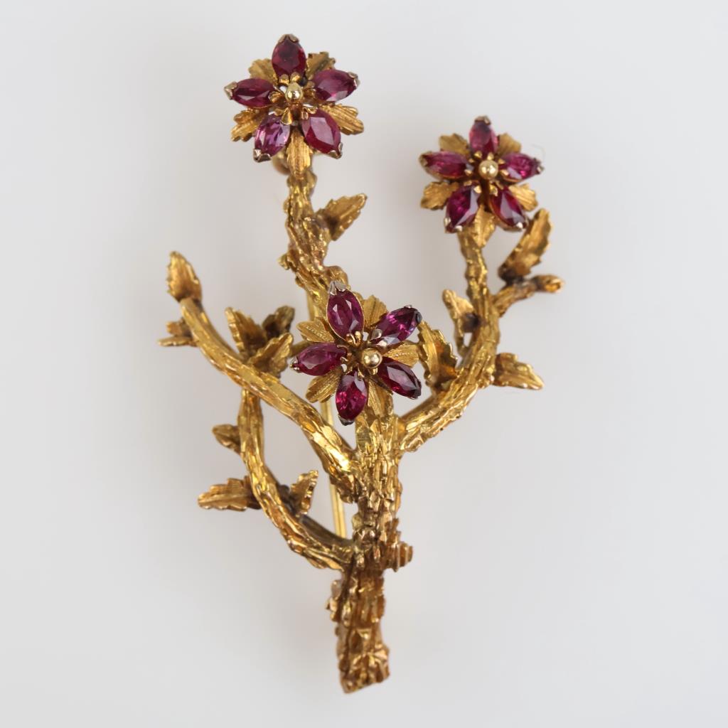 14kt GP Pink Stone Brooch