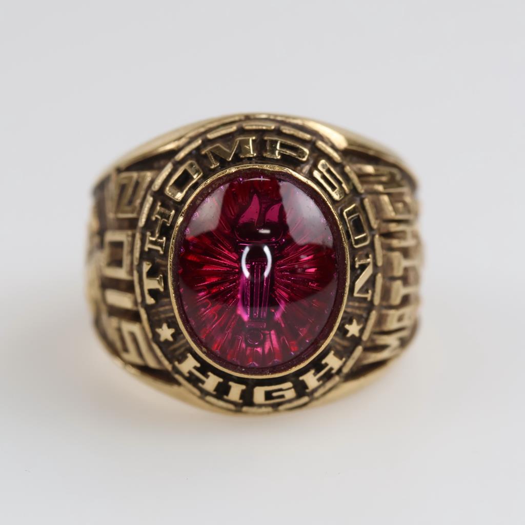 14kt GP Red Stone Class Ring