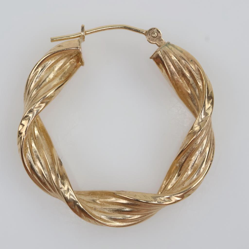 14kt GP Twisted Hollow Hoop Earring