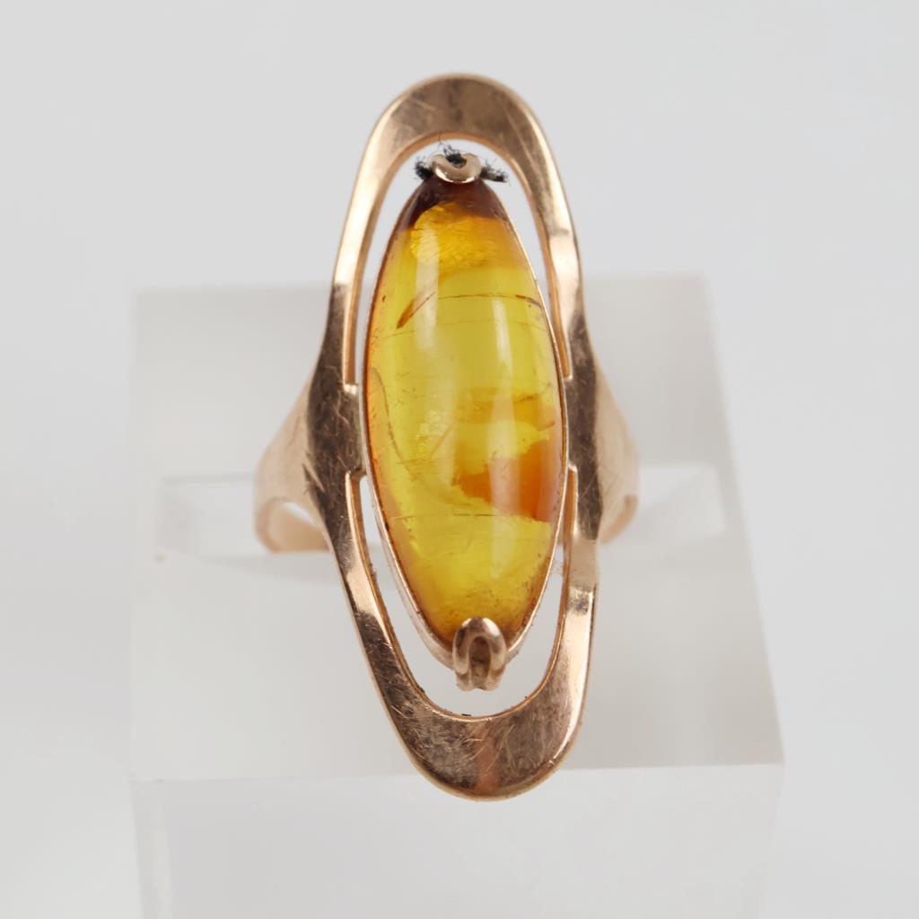 14kt Rose Gold Amber Cabochon Ring