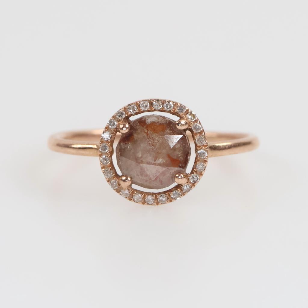 14kt Rose Gold Round stone Diamond Accent Ring