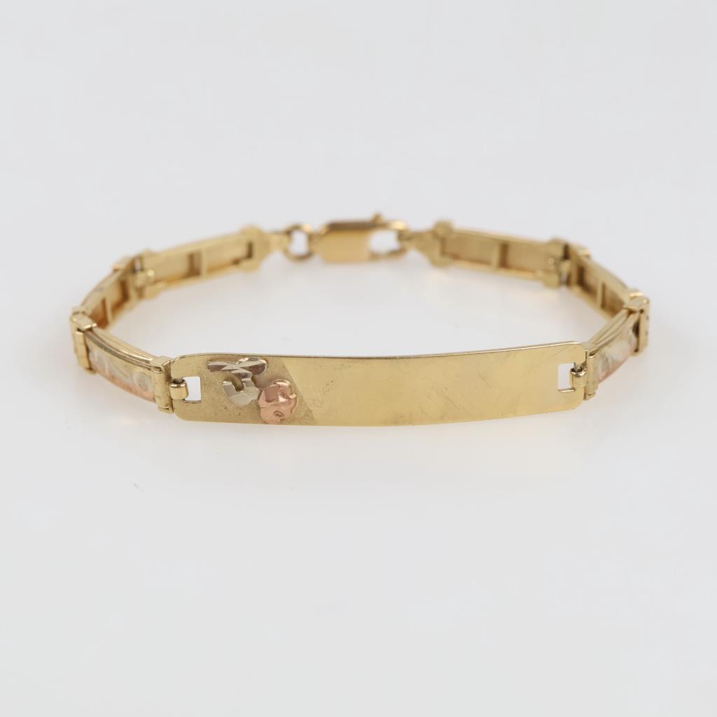 14kt Tri Colored Gold ID Bracelet