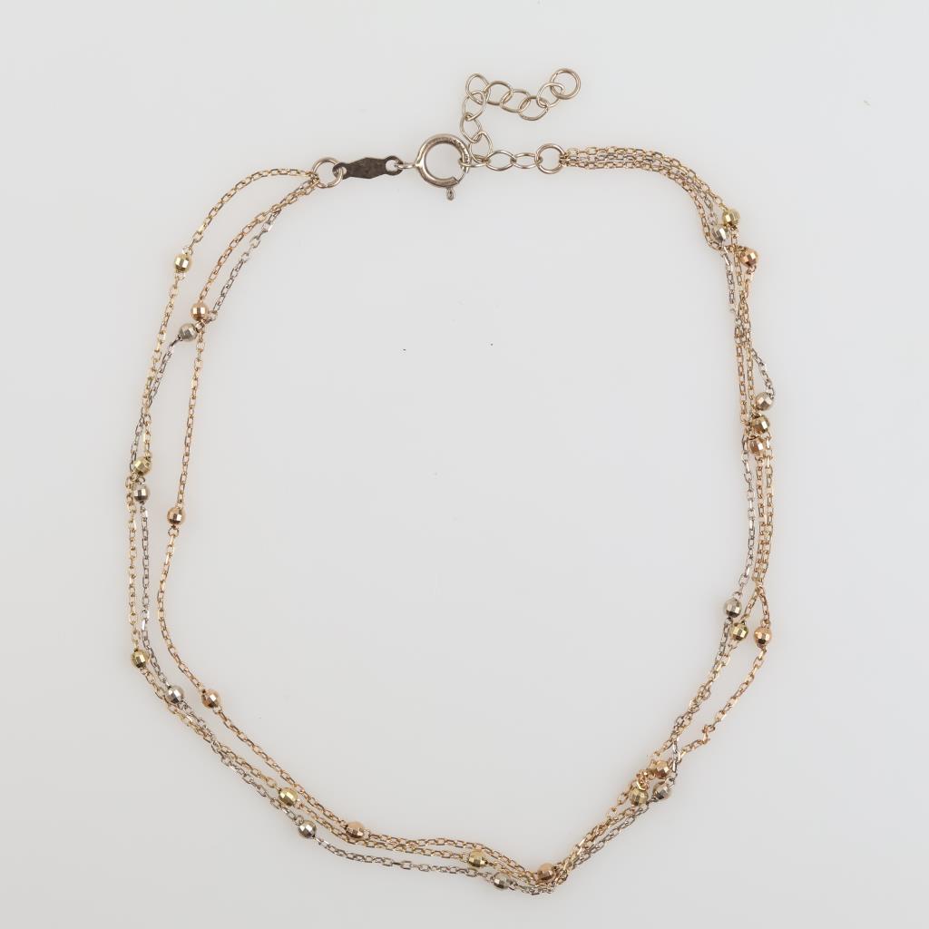 14kt Tri Colored Gold Multi Strand Bracelet