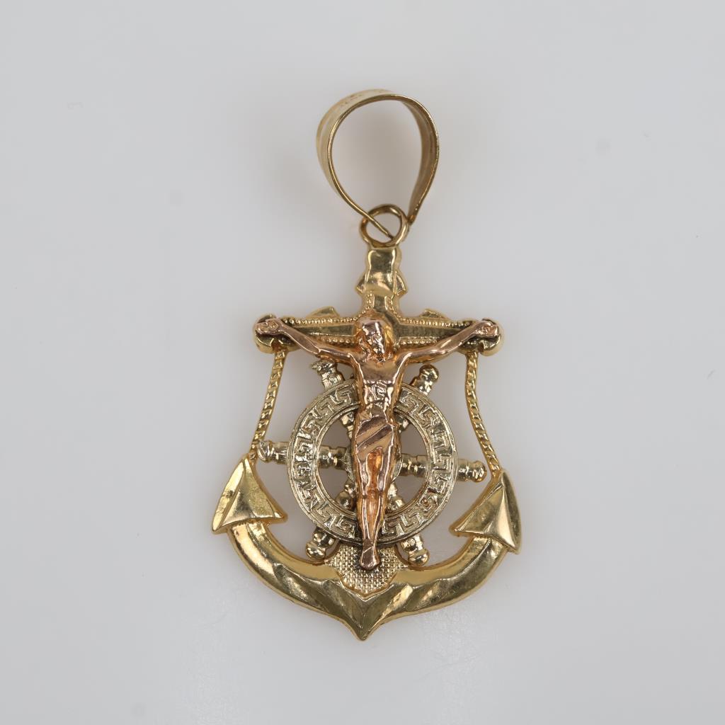 14kt Tri Colored Gold Religious Pendant