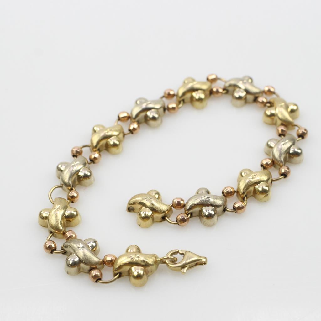 14kt tri color gold rosary bracelet clearance