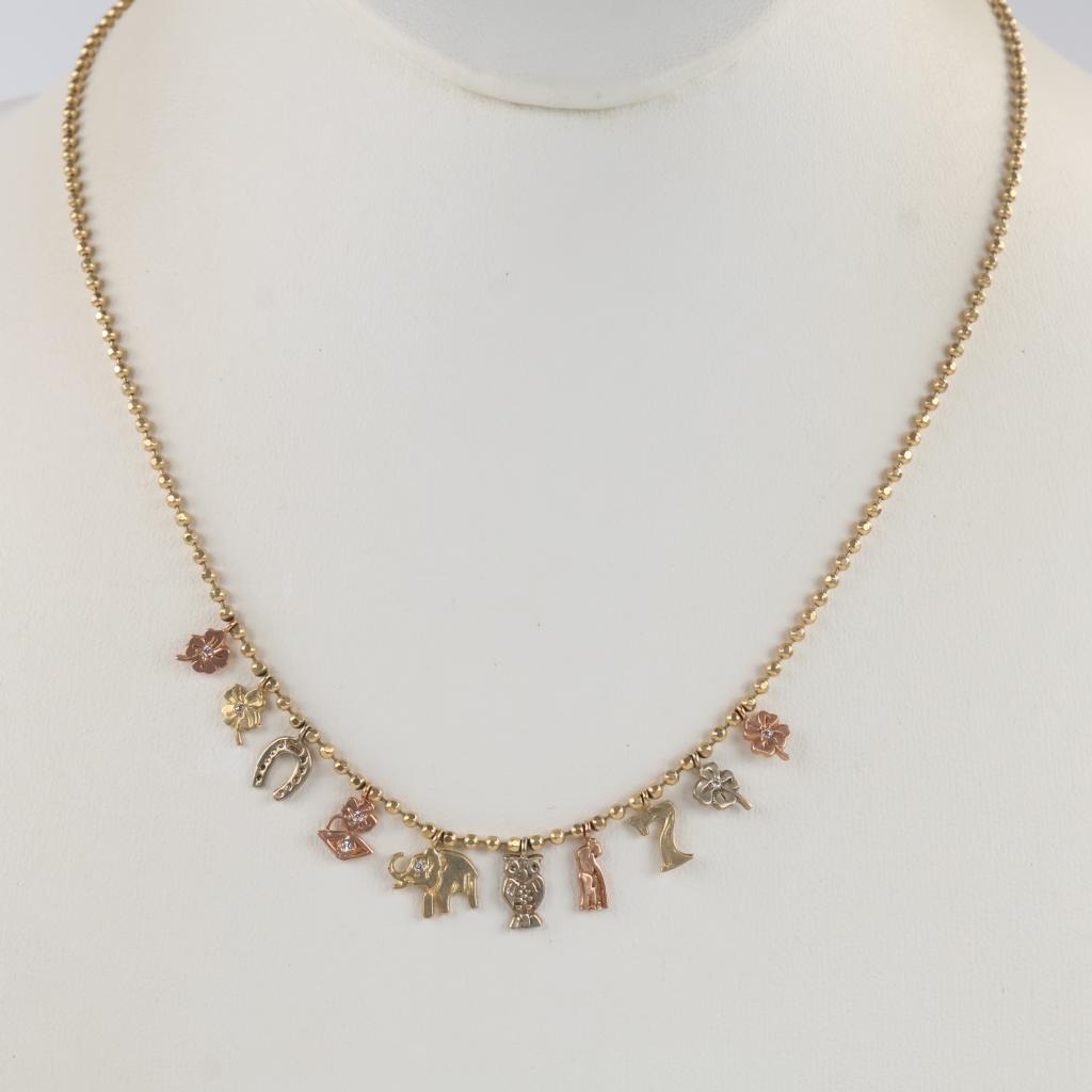 14kt Tri-Color Gold Charm Necklace
