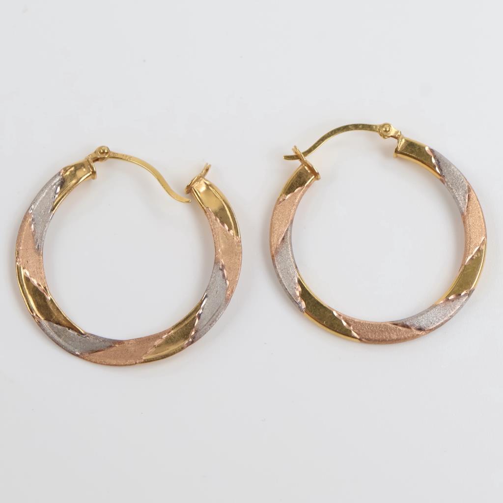 14kt Tri-Color Gold Hoops