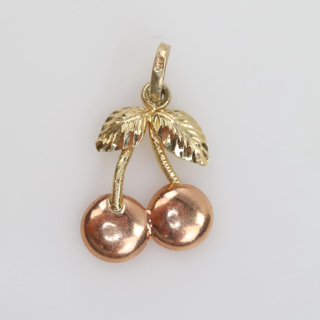 14kt Two Tone Gold Cherry Pendant