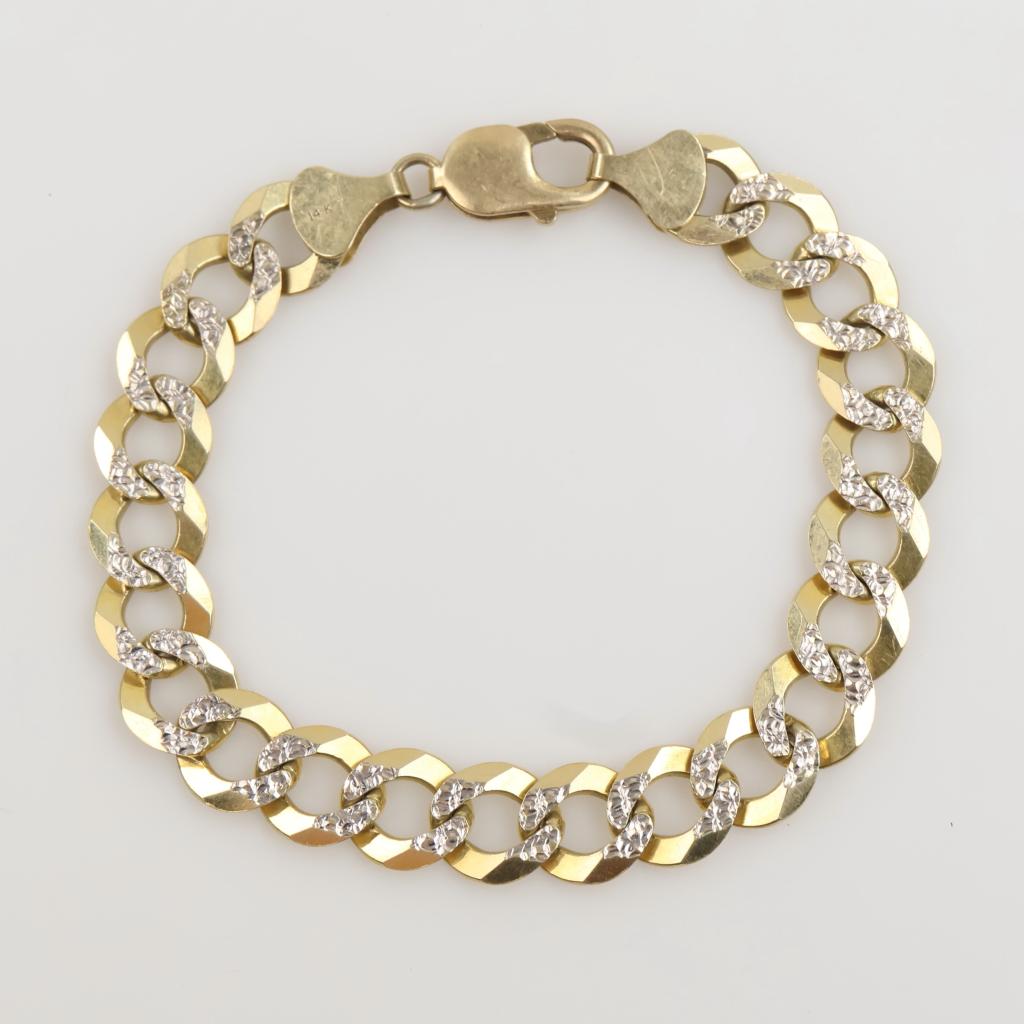 14kt Two Tone Gold Cuban Link Bracelet