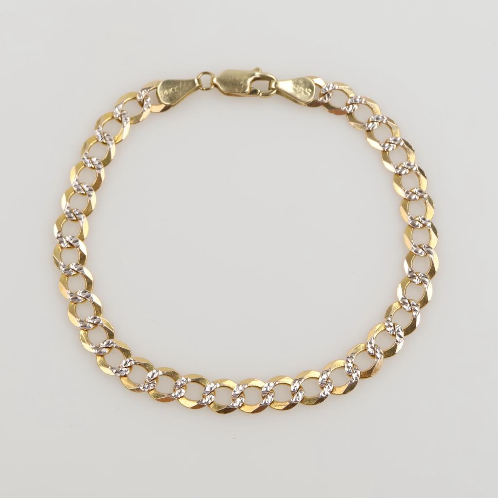 14kt Two Tone Gold Curb Link Bracelet