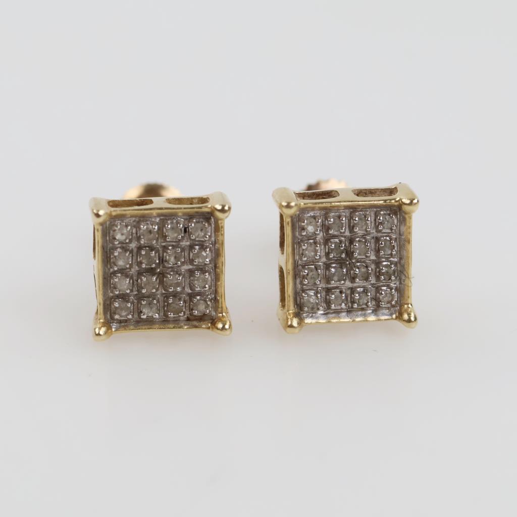 14kt Two Tone Gold Diamond Accent Earrings