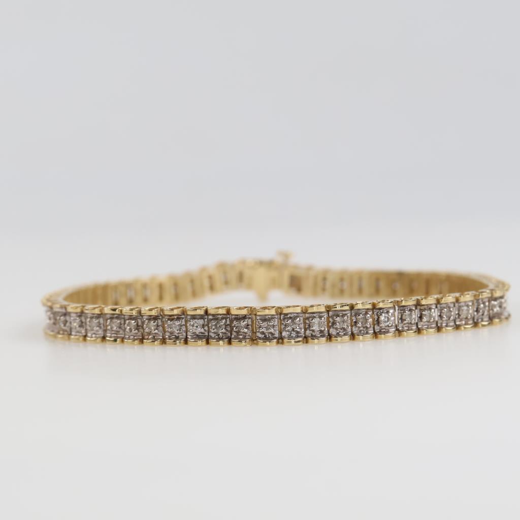 14kt Two Tone Gold Diamond Accent Tennis Bracelet