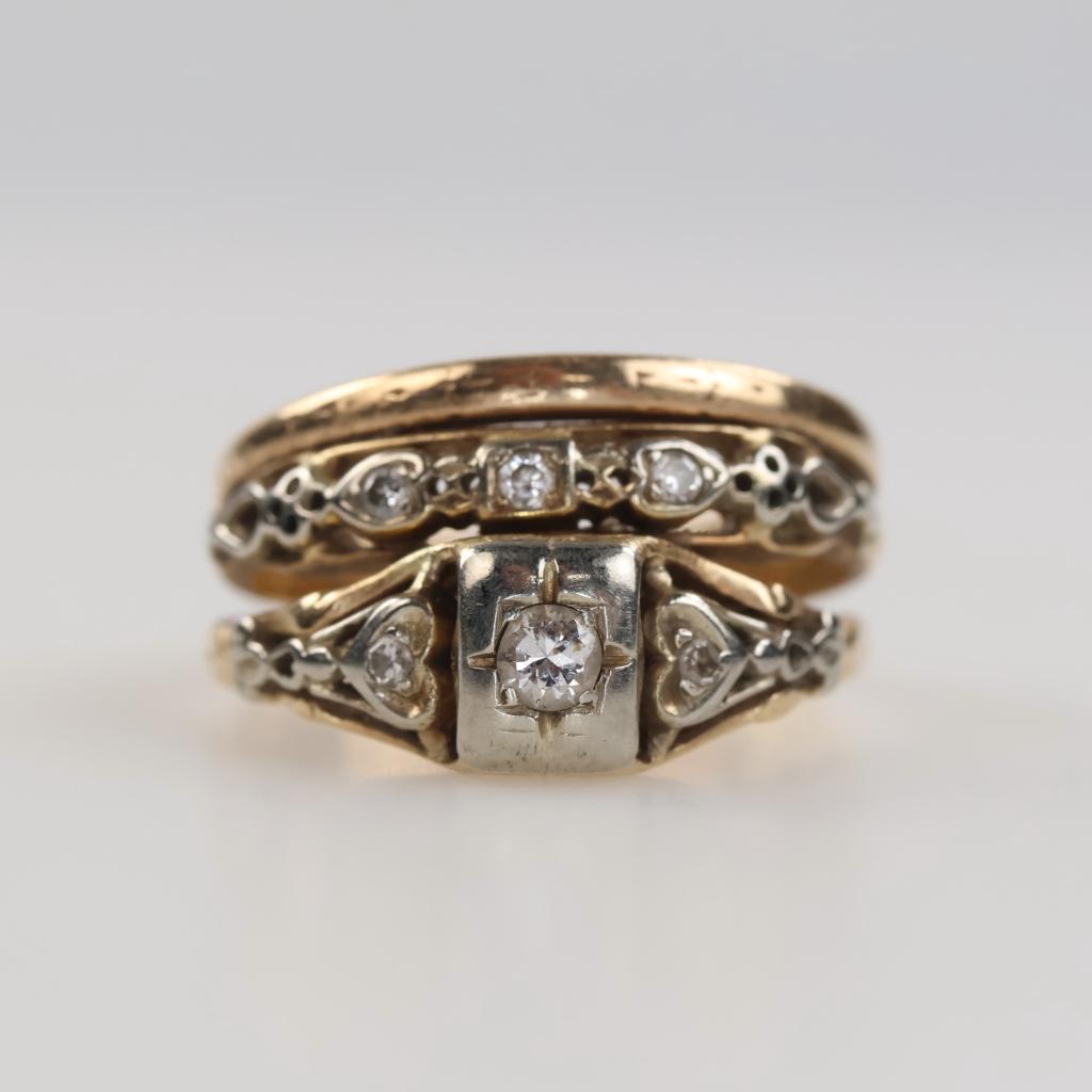 14kt Two Tone Gold Diamond Bridal Set