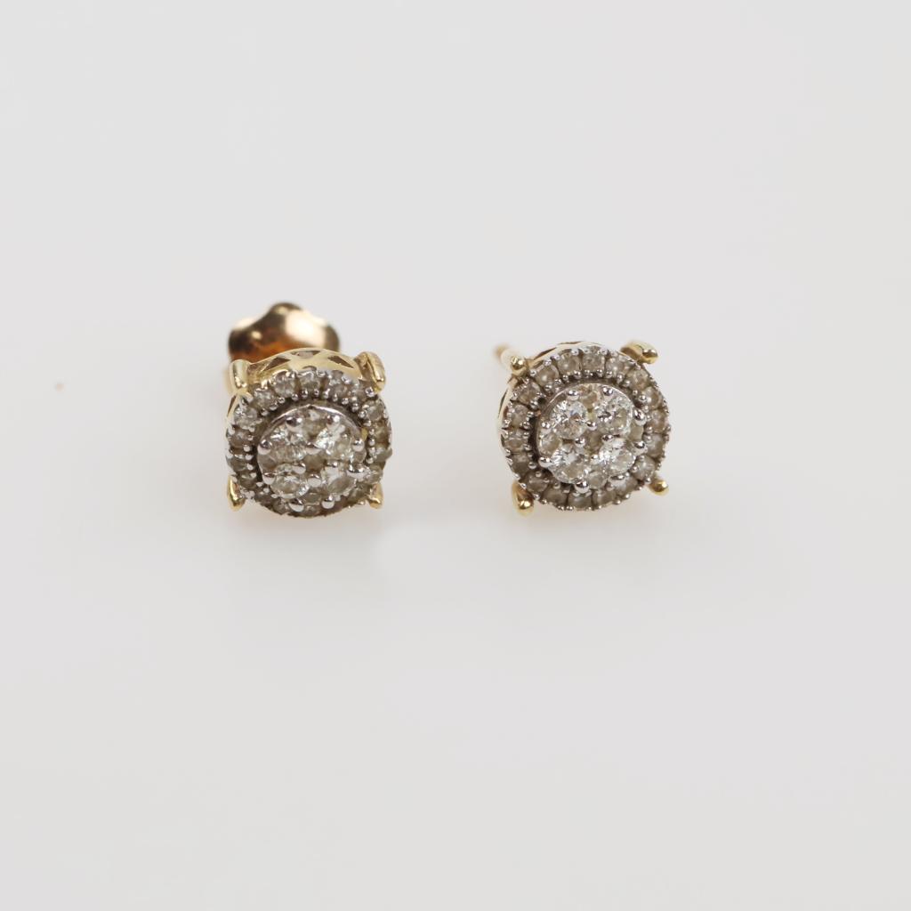 14kt Two Tone Gold Diamond Earring