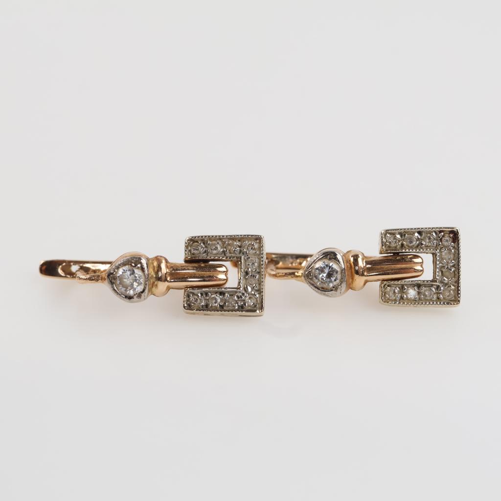 14kt Two Tone Gold Diamond Earrings