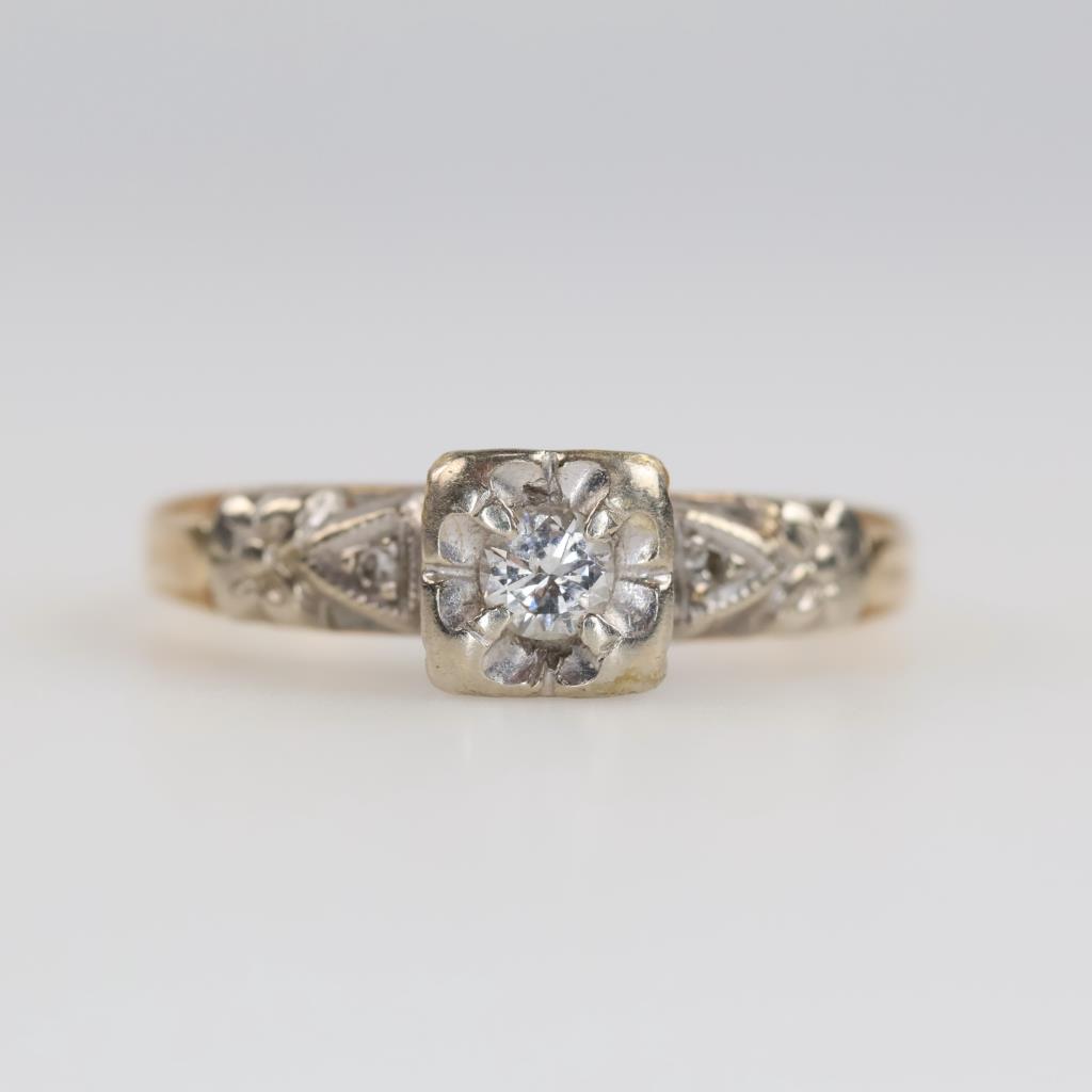14kt Two Tone Gold Diamond Ring