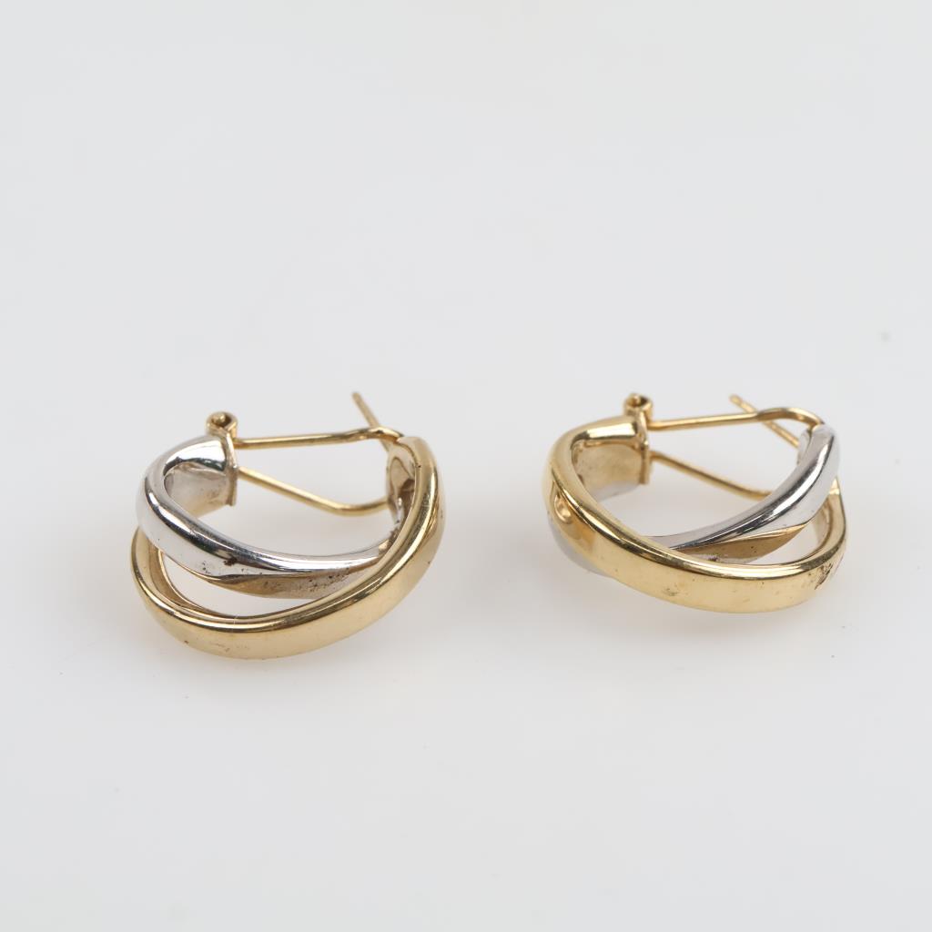 Two-Tone Gold Bead Hoop Earrings